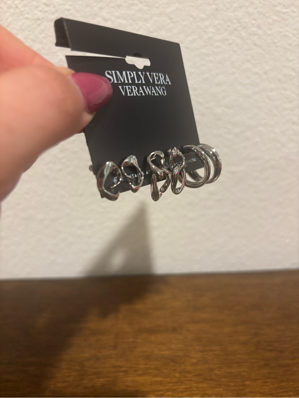 Simply Vera Vera Wang Silver Tone Mixed Hoop and Knot Earring Set - Picture 4 of 5